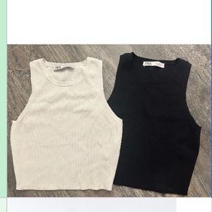 Zara Slim fit tanks - black and white